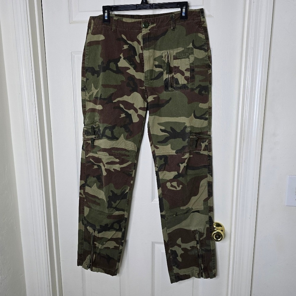 Men's Camouflage Cargo Pants Pockets Zip Ankles‎ 32